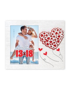 Portafoto in legno «Cuori volanti» Cm. 25x21 – Foto Cm. 13x18