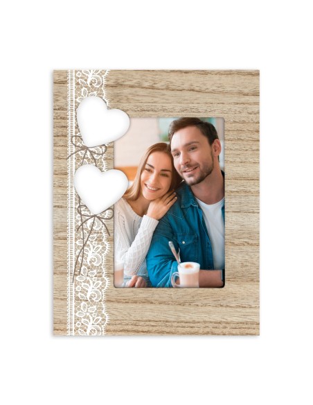 Portafoto in legno «Cuori 3D» Cm. 17x22 – Foto Cm. 10x15