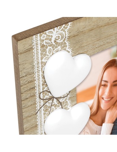 Portafoto in legno «Cuori 3D» Cm. 17x22 – Foto Cm. 10x15