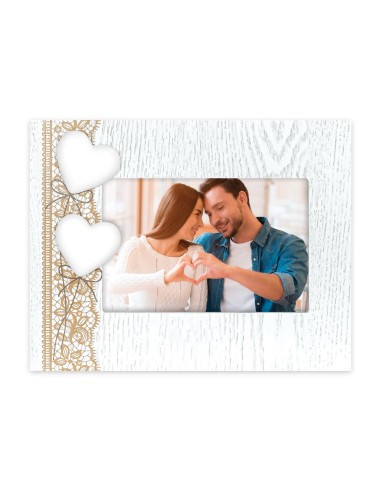 Portafoto in legno «Cuori 3D» Cm. 17x22 – Foto Cm. 10x15