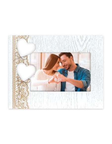 Portafoto in legno «Cuori 3D» Cm. 17x22 – Foto Cm. 10x15