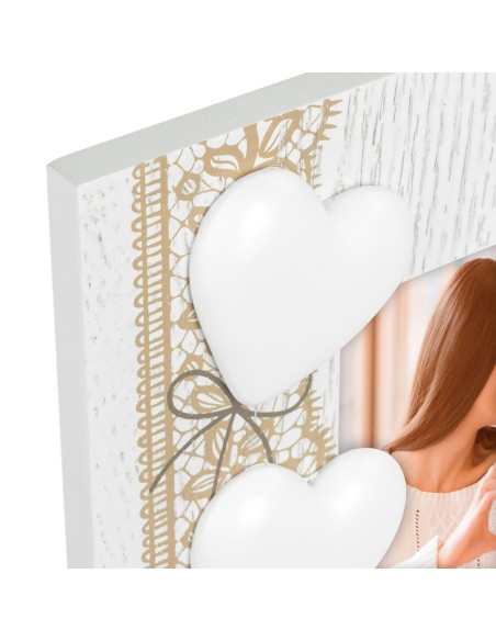 Portafoto in legno «Cuori 3D» Cm. 17x22 – Foto Cm. 10x15