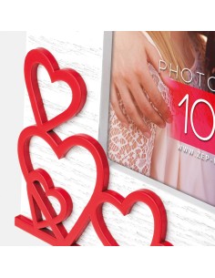 Portafoto in legno con cuori applicati Cm. 17x22 – Foto Cm. 10x15 2