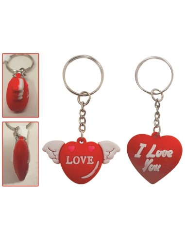 Portachiavi gomma 3D cuore con scritta