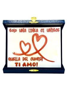 Targa con cofanetto rettangolare Cm. 21x17 - Solo una linea ci unisce, quella del cuore!