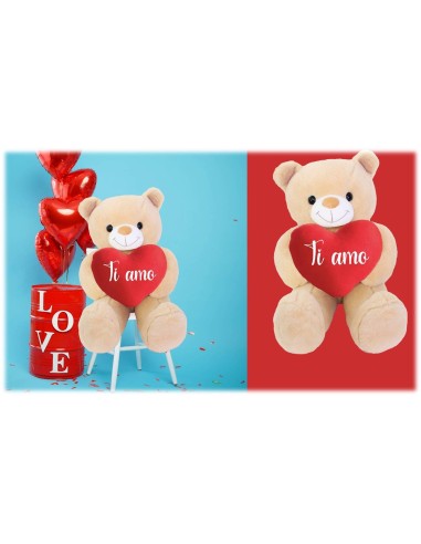 Peluche Orso maxi ultrasoft con cuore Cm. 120x57