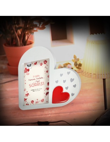 Portafoto plastificato con cuore Cm. 17x12 - Formato foto Cm. 10x15