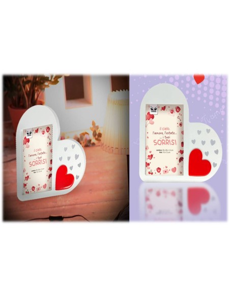 Portafoto plastificato con cuore Cm. 17x12 - Formato foto Cm. 10x15