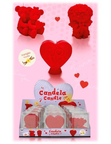 Candela cera 3D vaniglia "Love" - Soggetti assortiti
