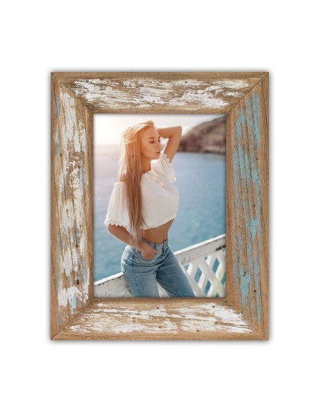 Portafoto in legno anticato Cm. 28x23 – Foto Cm. 13x18