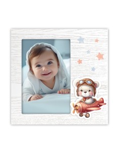 Portafoto in legno «Airplane» Cm. 18x18 – Foto Cm. 10x15