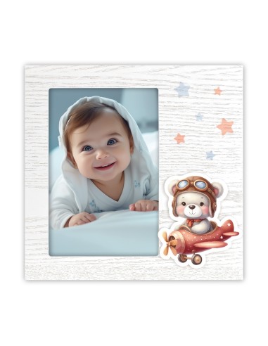 Portafoto in legno «Airplane» Cm. 18x18 – Foto Cm. 10x15