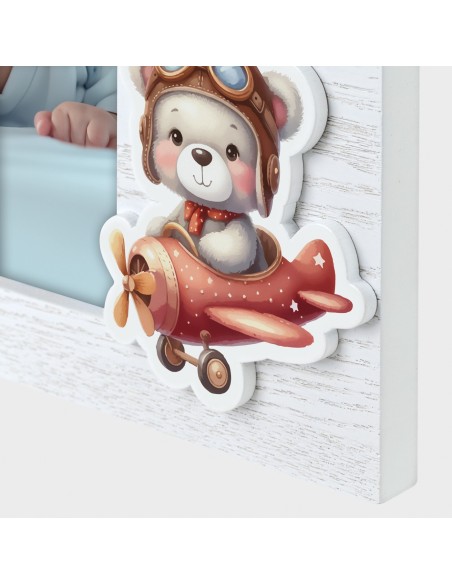 Portafoto in legno «Airplane» Cm. 18x18 – Foto Cm. 10x15
