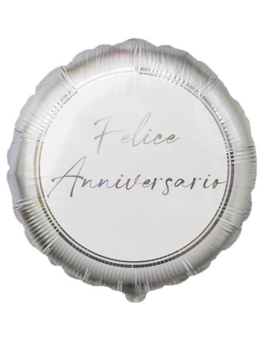 Palloncino mylar 18’’ Cm. 45 – Felice Anniversario Silver