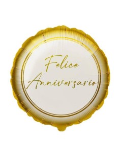 Palloncino mylar minishape 9’’ – Felice Anniversario Gold – Blister 5 pezzi