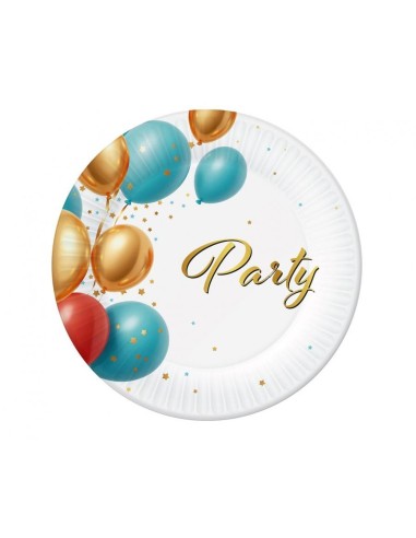 Piatti carta 18 cm. - Party con palloncini - Confezione 6 pezzi