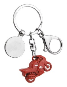 Portachiavi in metallo "Moto" bianca e rossa in scatola regalo
