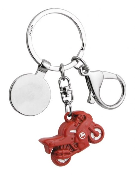 Portachiavi in metallo "Moto" bianca e rossa in scatola regalo
