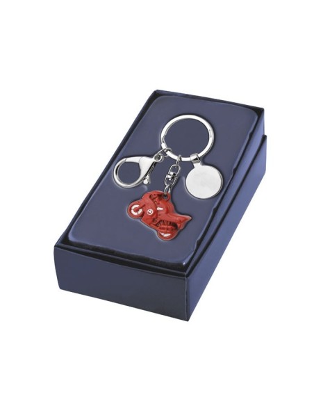 Portachiavi in metallo "Moto" bianca e rossa in scatola regalo