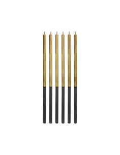 Candeline per torta sottili Cm. 14,5 - Blister 6 pezzi - Platinum Gold