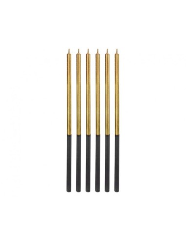 Candeline per torta sottili Cm. 14,5 - Blister 6 pezzi - Platinum Gold