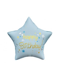 Palloncino mylar 18" Cm. 45 stella - Happy Birthday - Matt Blue