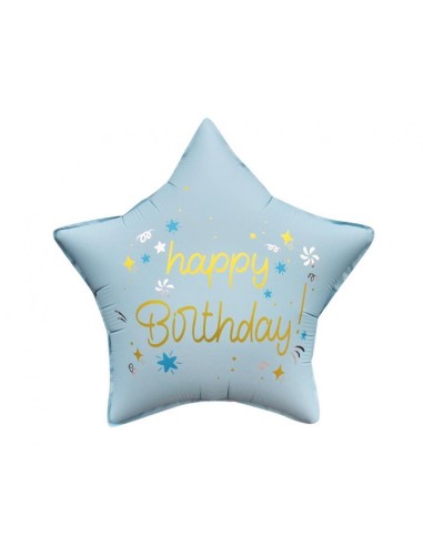 Palloncino mylar 18" Cm. 45 stella - Happy Birthday - Matt Blue