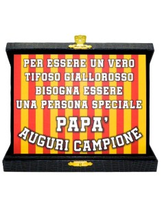 Targa con cofanetto rettangolare Cm. 21x17 - Papà campione giallorosso