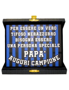 Targa con cofanetto rettangolare Cm. 21x17 - Papà campione nerazzurro