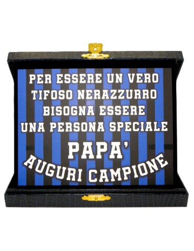 Targa con cofanetto rettangolare Cm. 21x17 - Papà campione nerazzurro