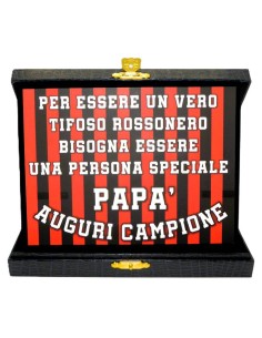 Targa con cofanetto rettangolare Cm. 21x17 - Papà campione rossonero