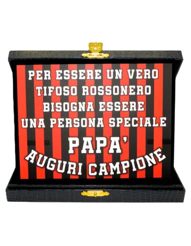 Targa con cofanetto rettangolare Cm. 21x17 - Papà campione rossonero