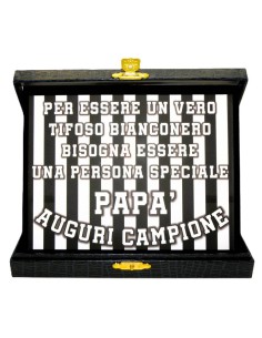 Targa con cofanetto rettangolare Cm. 21x17 - Papà campione bianconero