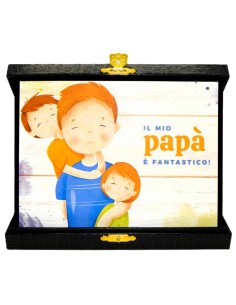 Targa con cofanetto rettangolare Cm. 21x17 - "Il mio papà è fantastico"