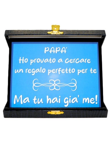 Targa con cofanetto rettangolare Cm. 21x17 - "Papà ho provato a cercare un regalo per te.."