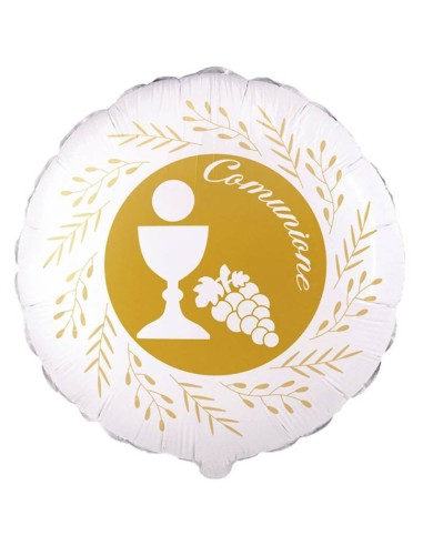 Palloncino mylar 18" Cm. 45 - Prima Comunione Foglie di Ulivo Oro