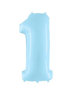 Palloncino mylar numero 40" Cm. 100 - Celeste pastello - Nr. 1