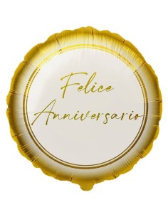 Palloncino mylar 18" Cm. 45 - Felice Anniversario oro