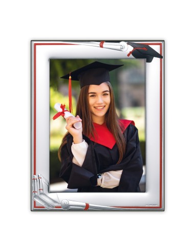 Portafoto in silver plated rilievo Laurea Cm. 18x23 - Foto cm. 15x20