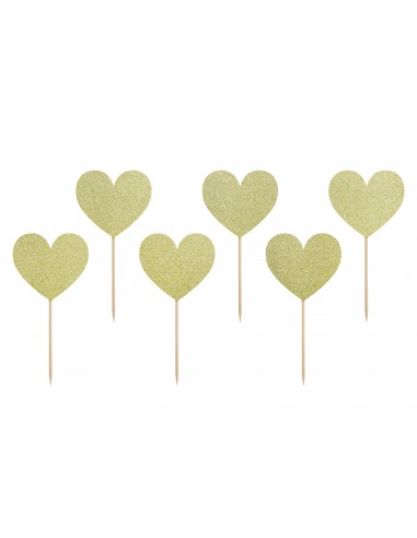 Cupcake topper Cuori Glitter Gold...