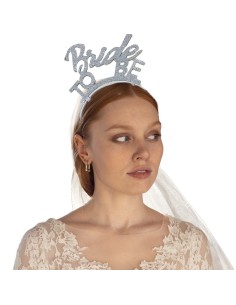 Cerchietto Bride to Be silver con velo bianco