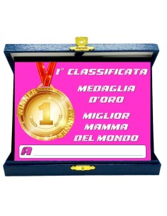 Targa con cofanetto rettangolare Cm. 21x17 - 1° Classificata Miglior Mamma del mondo