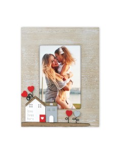 Portafoto in legno con casette Cm. 17x22 - Foto cm. 10x15