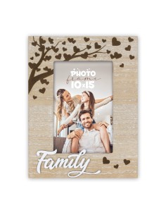 Portafoto in legno Family con albero Cm. 18,5x23 - Foto Cm. 10x15
