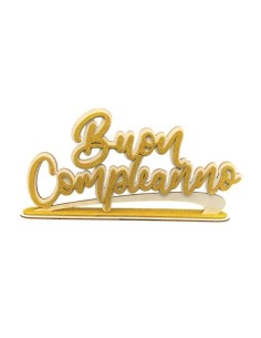 Scritta in legno artigianale Buon Compleanno oro glitterato Cm. 38x20