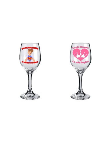 Calice vino vetro "Mamma" in scatola regalo - Modelli assortiti
