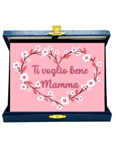 Targa con cofanetto Cm. 21x17 - Ti voglio bene Mamma "Flower"