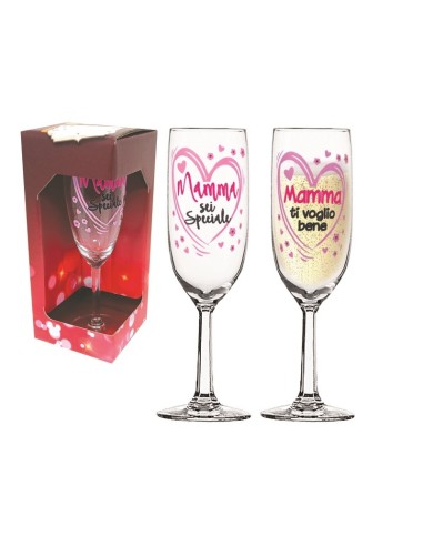 Calice flute vetro in scatola "Mamma" - Soggetti assortiti