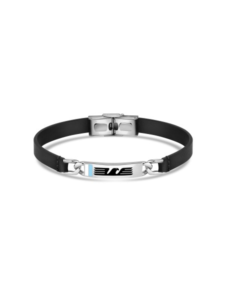 Bracciale in acciaio 316L e cuoio SS Lazio