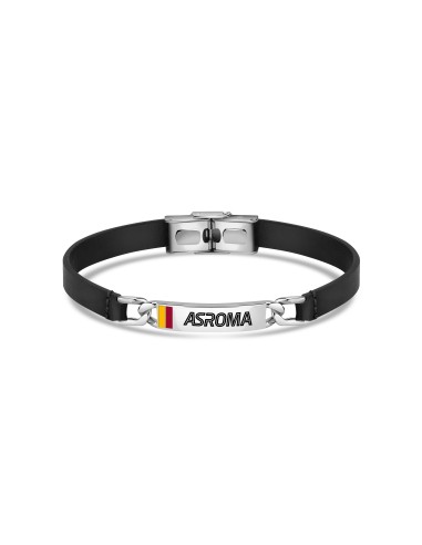 Bracciale acciaio 316L e pelle AS Roma